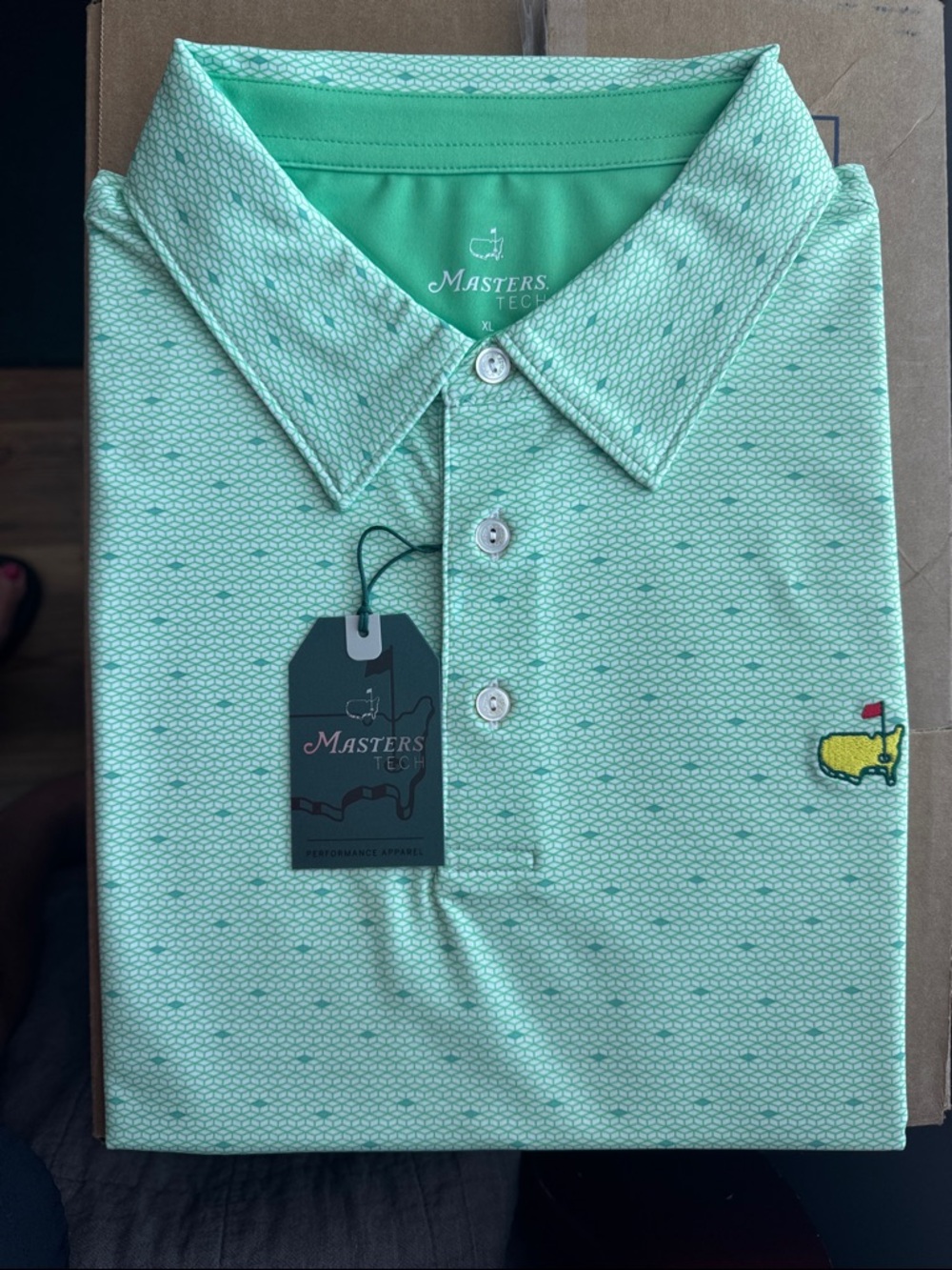 Masters Tech Mint Green Performance Polo with Embroidered Tournament Emblem
